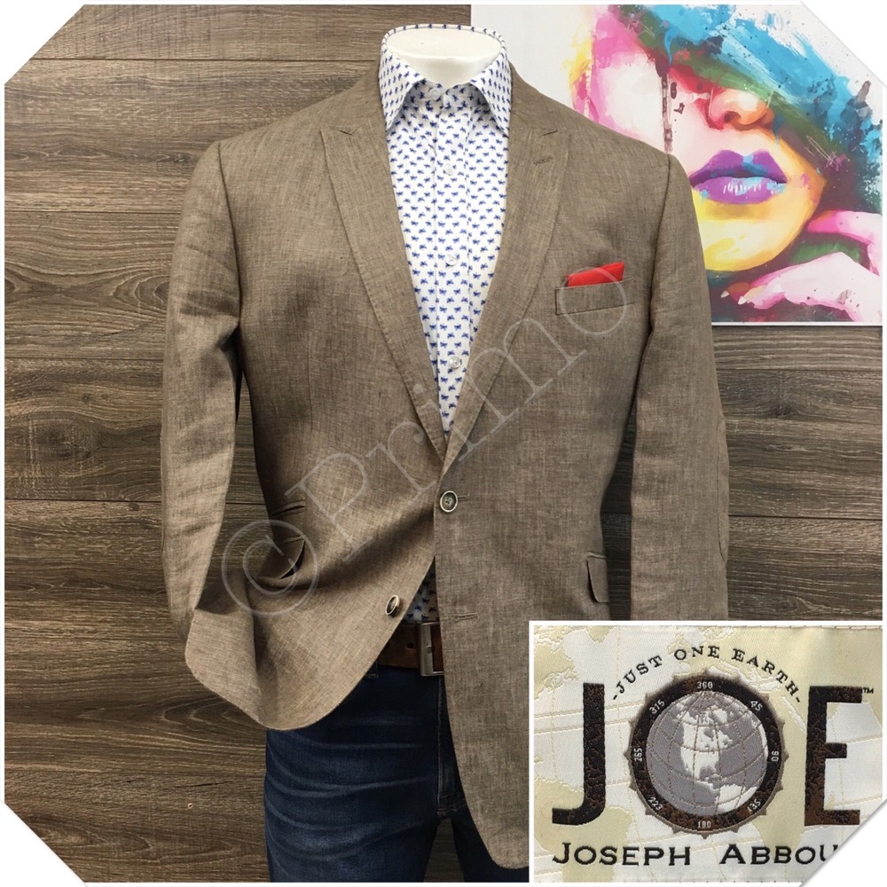 Joseph Abboud Mens 48L Slim Fit Linen Two Button Blazer Sport Coat Jacket Suit